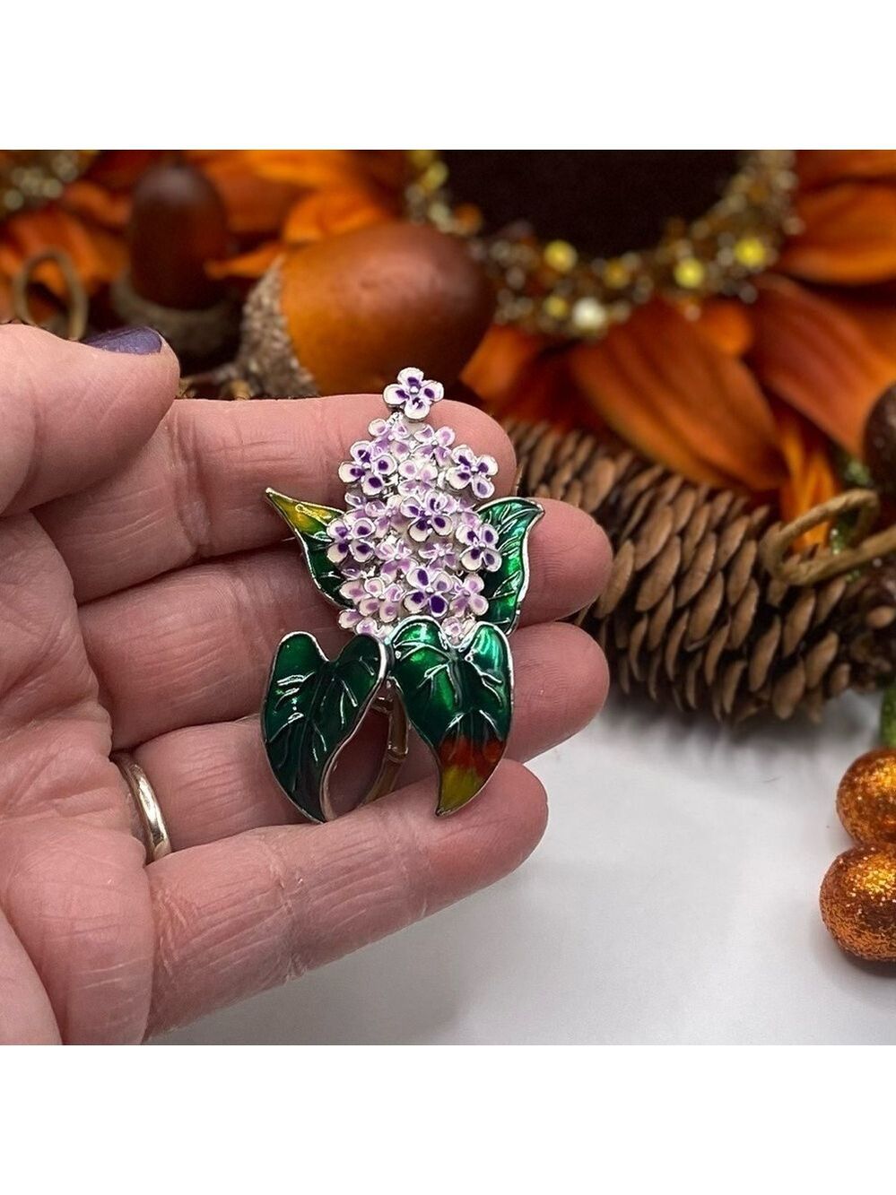 Beautiful Purple Hydrangea Brooch / Pin
